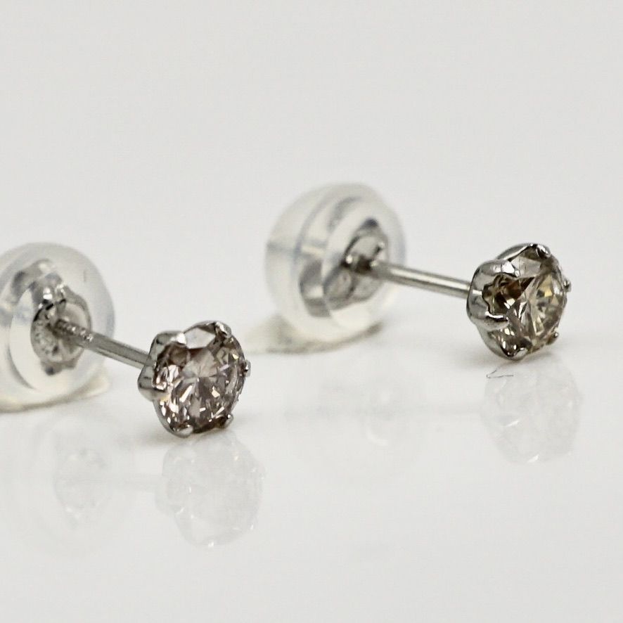 PT900 ダイヤ 0.40ct スタッドピアス 保証書付 プラチナ 6本爪 一粒 