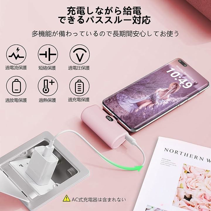 LUCKYDUO モバイルバッテリー 5000mAh Type-Cコネクター内蔵 直接充電