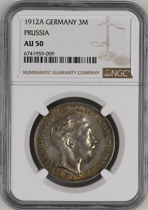 1913年 ドイツ帝国／プロイセン 3マルク 銀貨 NGC MS63 JCC | ジャパン