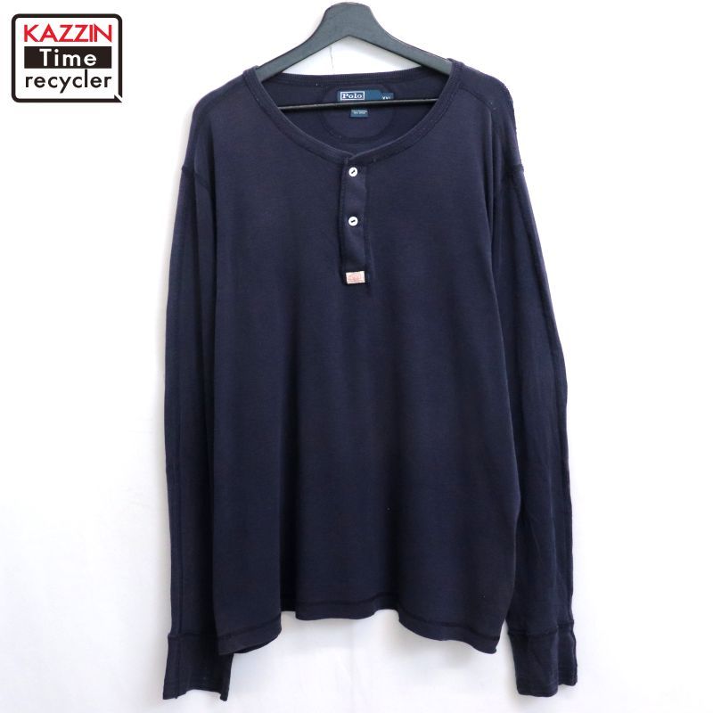 Polo Ralph Lauren ヘンリーネック 長袖 Tシャツ ブラック 00s RALPH LAUREN ヘンリーネック 長袖Tシャツ メンズ 表記XXL