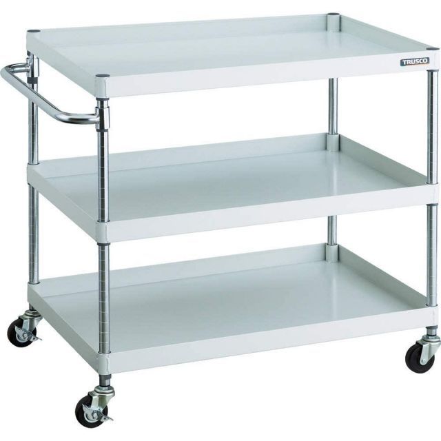 トラスコ中山 TRUSCO フェニックスワゴン ツールワゴン Φ75ゴム車輪 3段 ホワイト 600×400mm PEW-963-G75-W