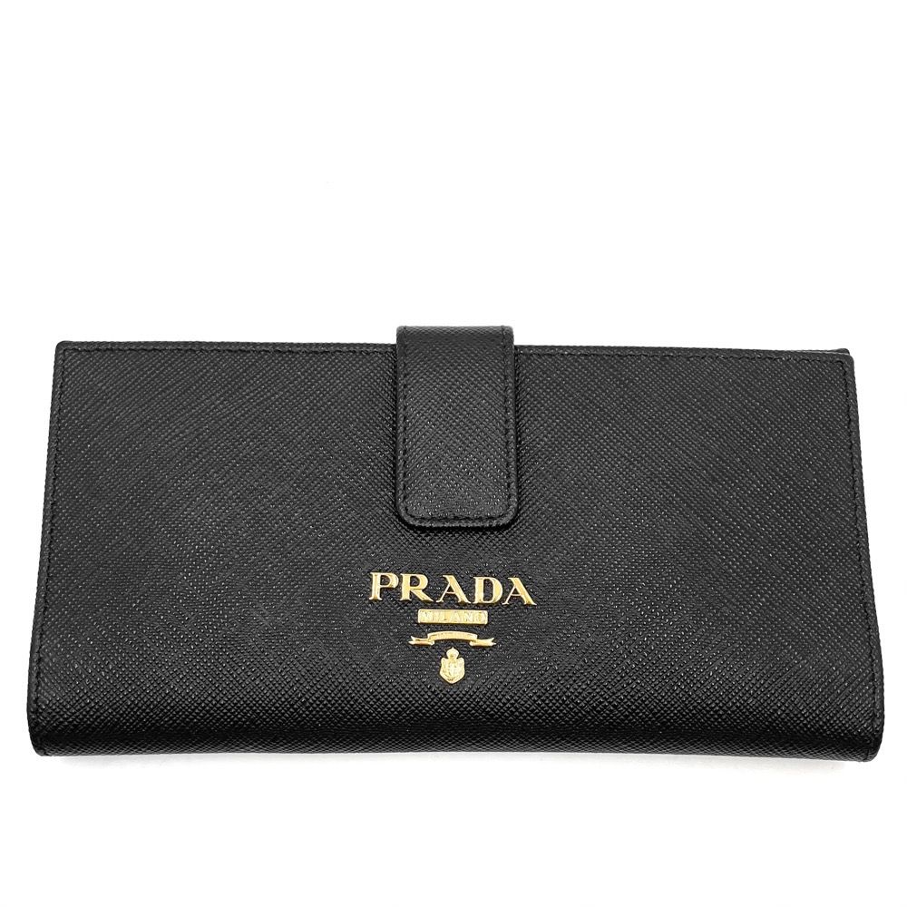 未使用保管品】 プラダ PRADA サフィアーノメタル レザー 2つ折り 長