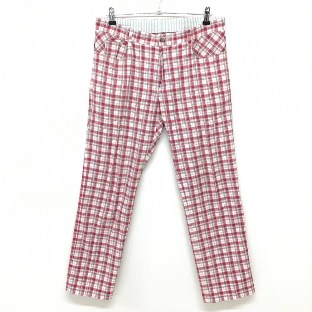 【美品】ゾーイ パンツ　白×レッド チェック ストレッチ  メンズ 85 ゴルフウェア ZOY