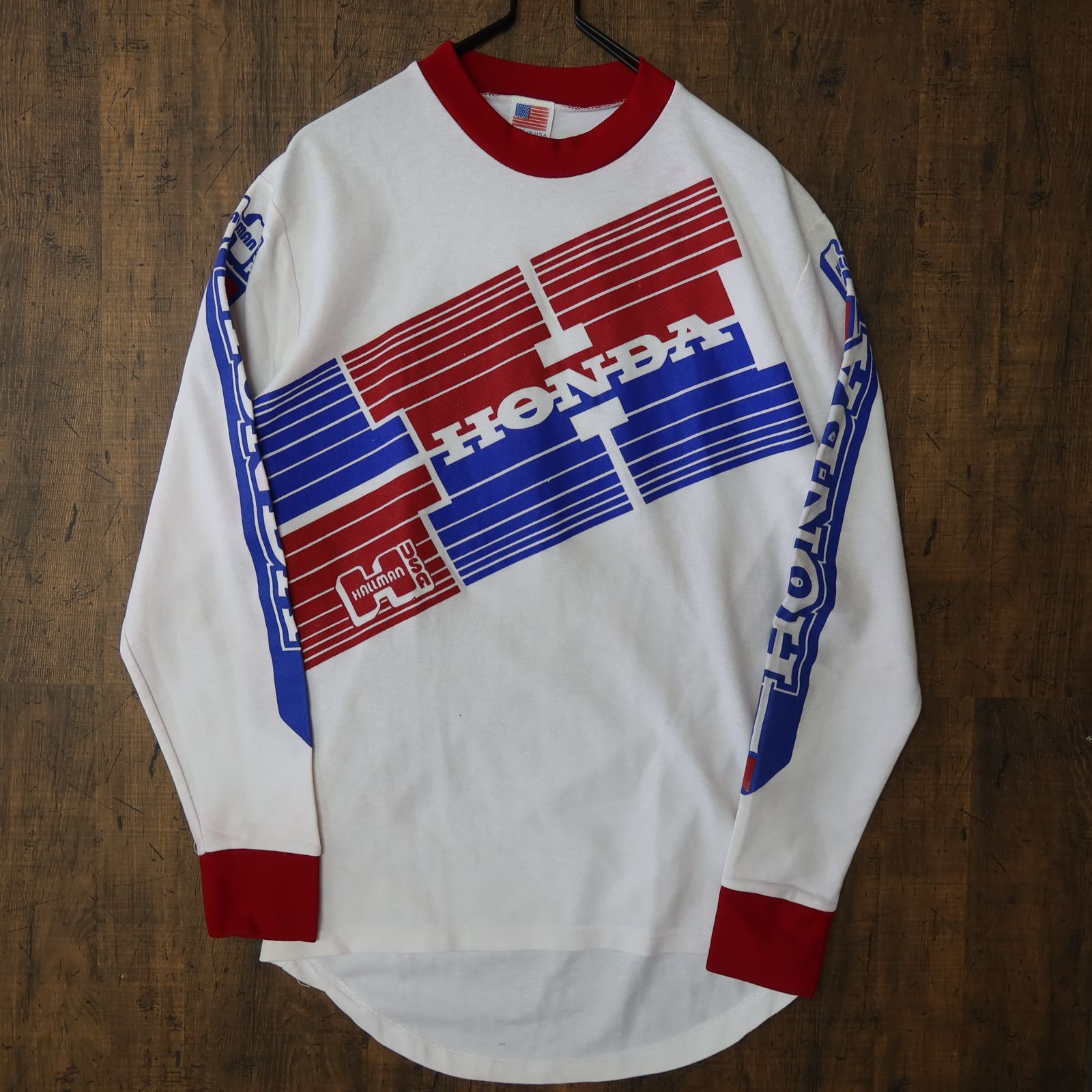 80s Vintage US古着 希少☆HONDA ホンダ 袖 プリント 長袖 T シャツ 