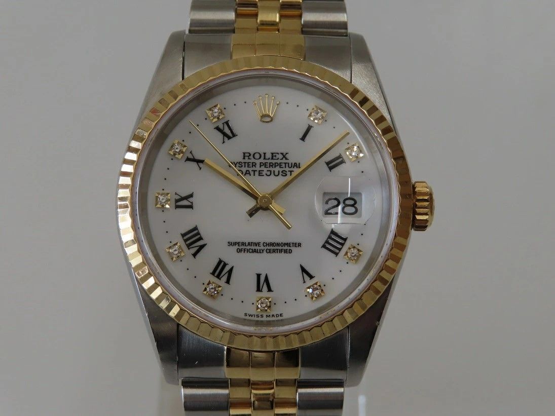 ROLEX 16233G P番 ホワイトローマン 10Pダイヤ 【中古】