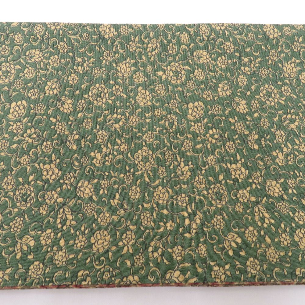 半幅帯 リバーシブル半巾帯 帯締め付き 正絹 巾:約16×長さ:約414cm 小紋×小紋 グリーン系 小花柄 パープル系 横縞更紗調 オリジナル 仕立て上がり 長さ414cm【中古】 【キモノオフ野々市若松店】 半幅帯 リバーシブル半巾帯 帯締め付き 正絹 巾:約16×長さ:約414cm