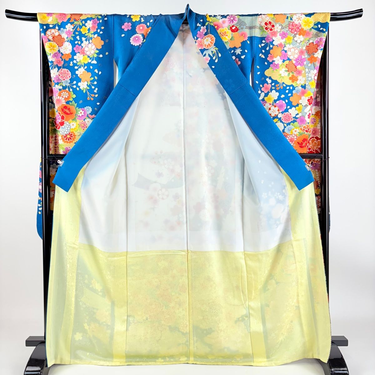 振袖 身丈170cm 裄丈69.5cm L 袷 菊 松竹梅 銀通し 金彩 青緑