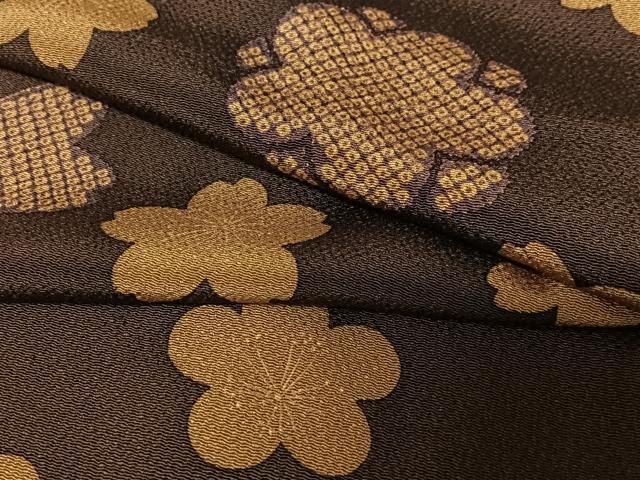 平和屋着物○上質な小紋 舞花文 金彩 鬼しぼ縮緬 正絹 逸品 未