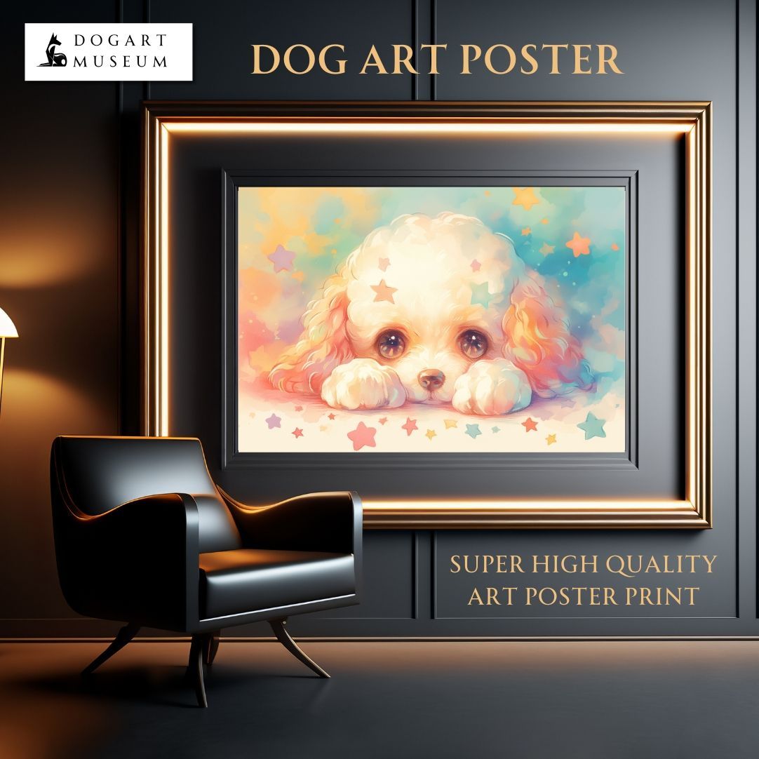 【The Starry Dog（星降る犬） - トイプードルの子犬 No.6】星・スター・かわいい・子犬・アートポスター・犬の絵・犬の絵画・犬のイラスト