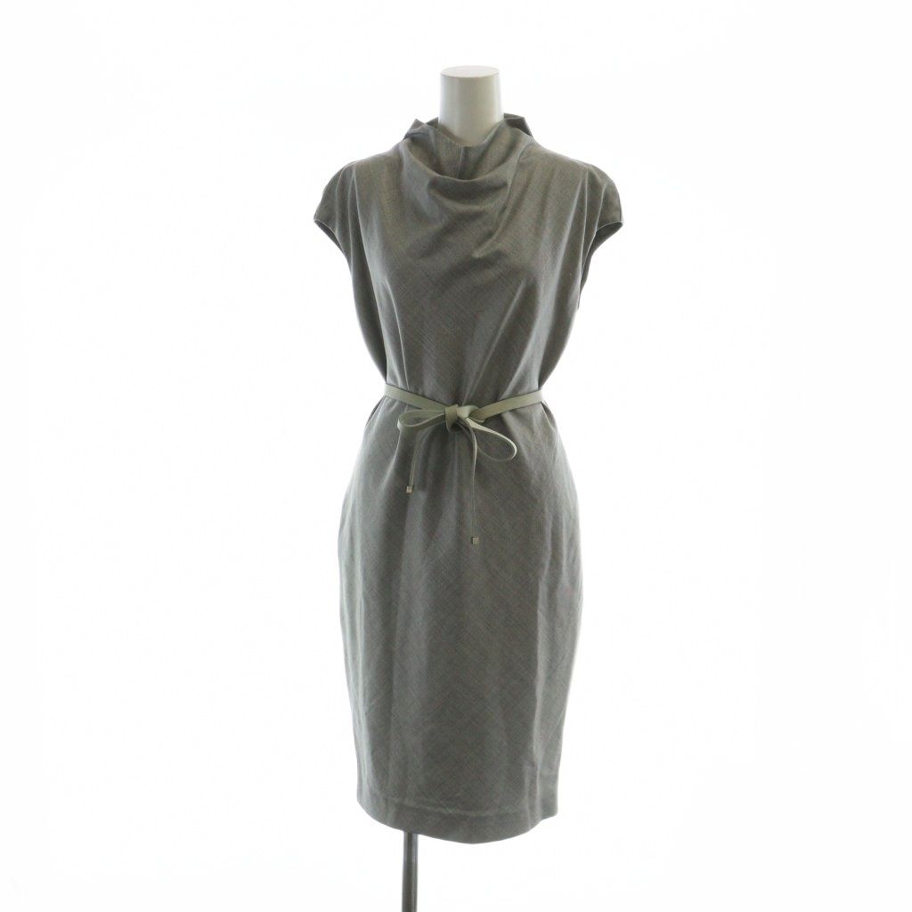 マックスマーラ MAX MARA 白タグ ワンピース ロング ウール シルク ベルト付き 36 XS グレー GY17 |MQ