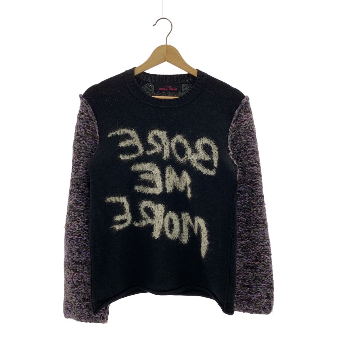 tricot COMME des GARCONS トリココムデギャルソン 2013AW スリーブ切替 ロゴ クルーネックニット ブラック ホワイト パープル レディース