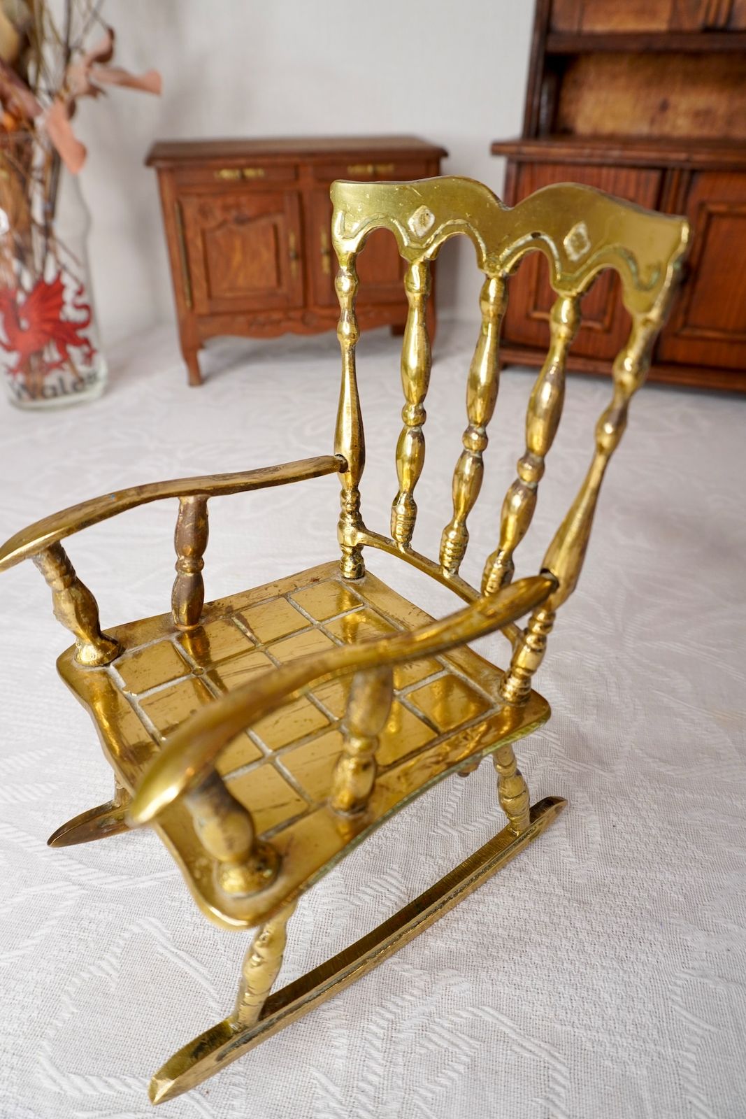 イギリス アンティーク 真鍮製 ミニチュア ロッキングチェア