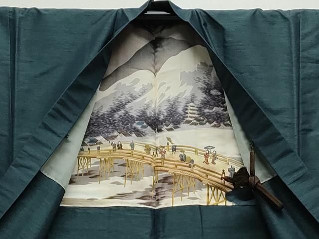 平和屋着物○男性 紬 アンサンブル 霞文 正絹 逸品 CAAS9202th