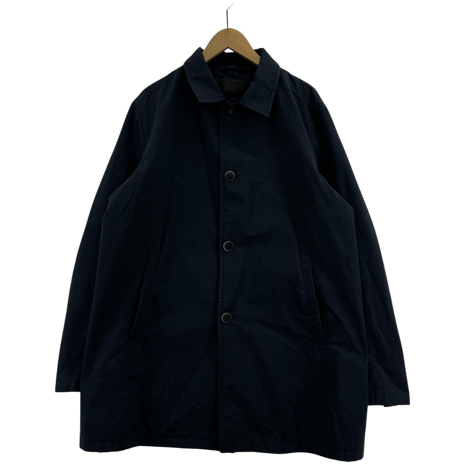 PRADA エステルステンカラーコート 54 ネイビー