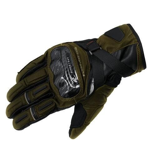5営業日で発送 コミネ KOMINE バイク用 GK-844 プロテクトウインドプルーフレザーグローブHG Olive L