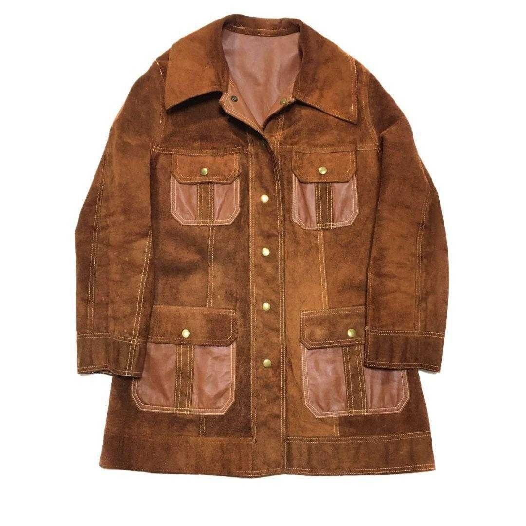 ジャケット 60s リバーシブル コート ロング丈 レザー ビンテージ 古着  