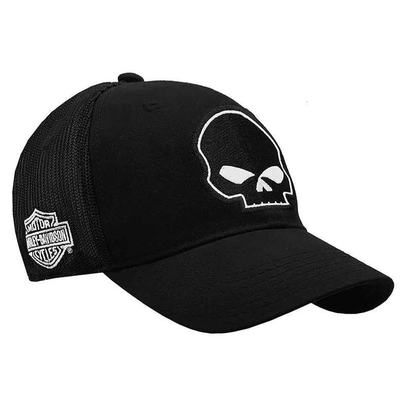 Harley-Davidson Willie G Skull ブラック ベースボールキャップ ストレッチフィット BC119930 Free Size 1