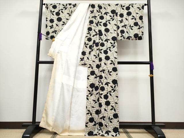 平和屋本店□極上 キモノデザイナー 斉藤上太郎 小紋 枝花文 逸品 未  