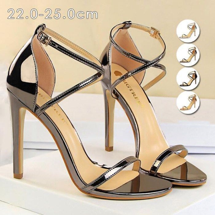 アンクルストラップ サンダル ハイヒール サンダル レディース ピンヒール クロス ストラップ サンダル ハイヒール 11cmヒール サンダル 美脚 痛くない 光沢 シルバー ヒールサンダル 歩きやすいdashux01
