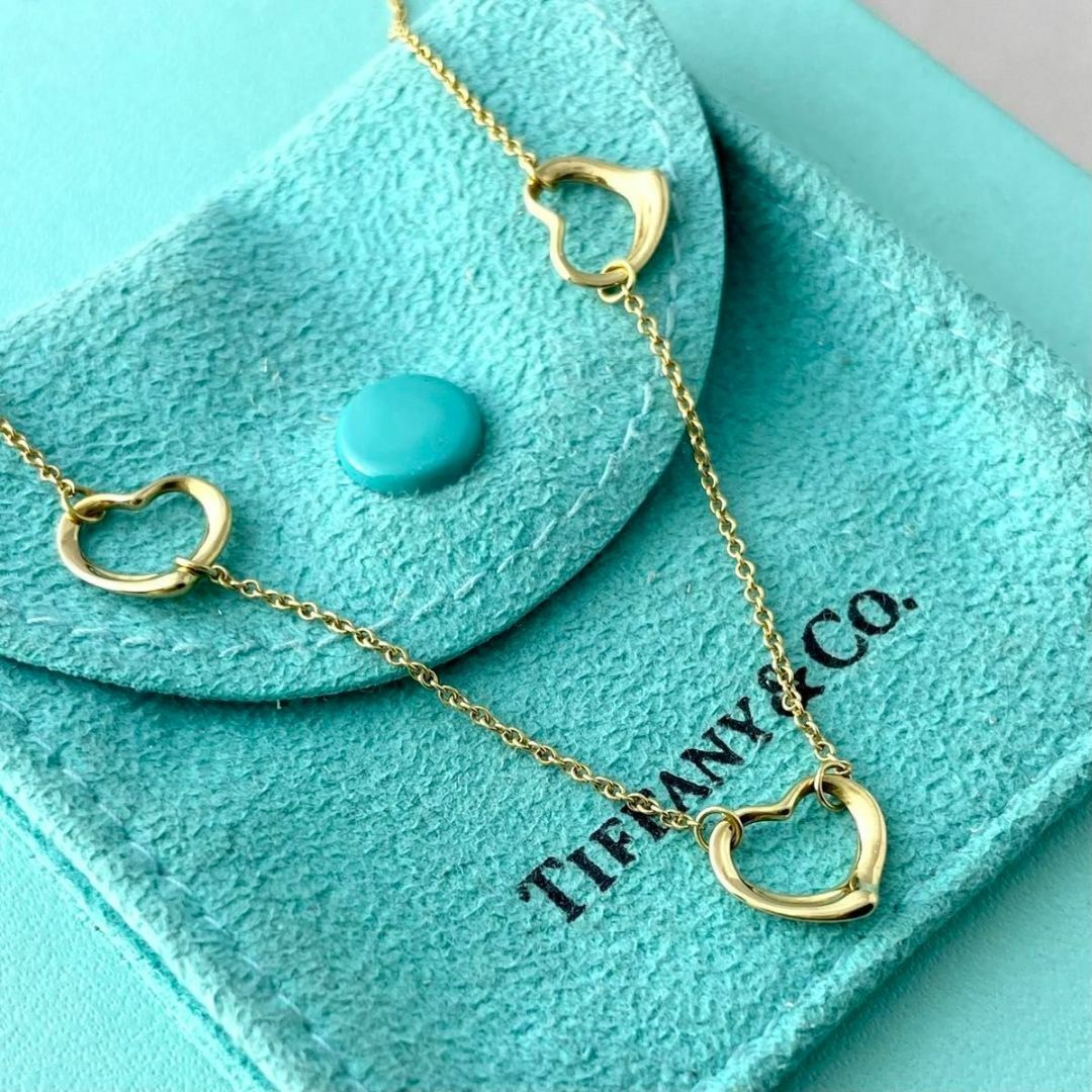 ティファニー 18K ゴールド 3P オープンハート ネックレス PZ3fe