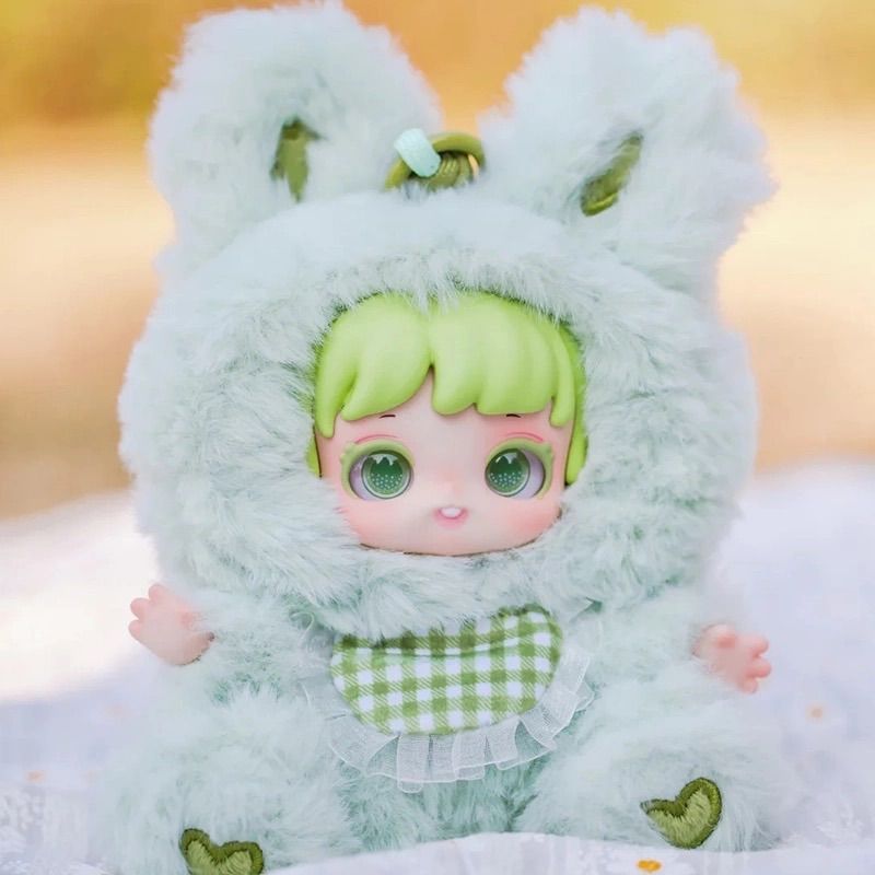 【開封済】JOTOYS 奇偶潮乐 Miana “おやすみうさぎシリーズ” 海外限定 シリコン/ぬいぐるみペンダント キーホルダー・キーリング 置物【モデル：青茵物语】17cm green 1点