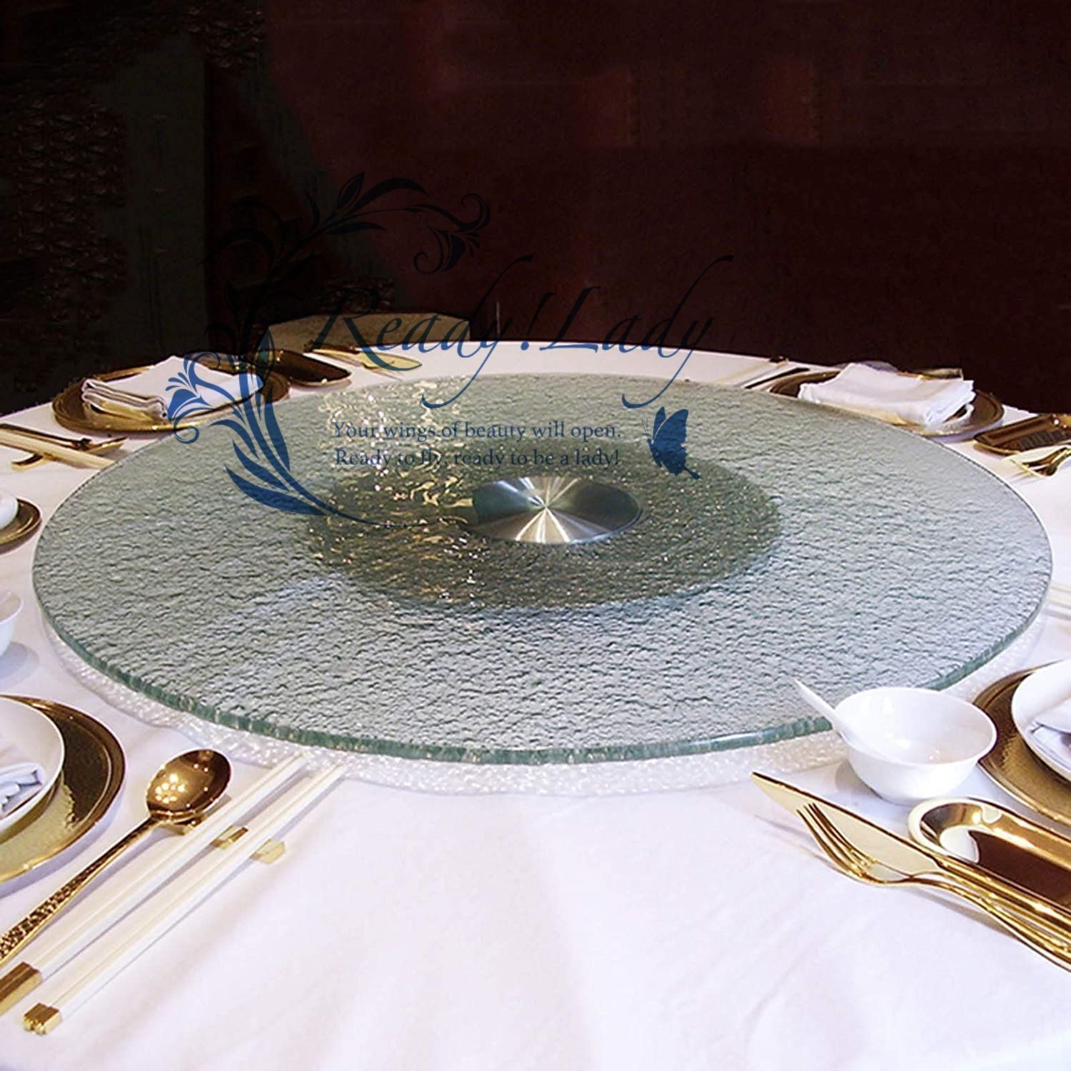 ダイニングテーブル ガラスターンテーブル 強化ガラスパネル 回転