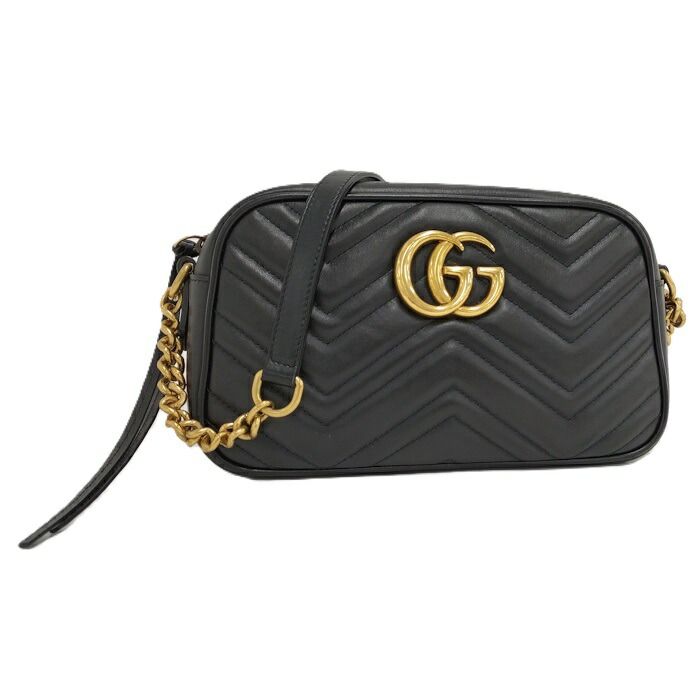 GUCCI GGマーモント スモール チェーンショルダーバッグ レザー ブラック 447632