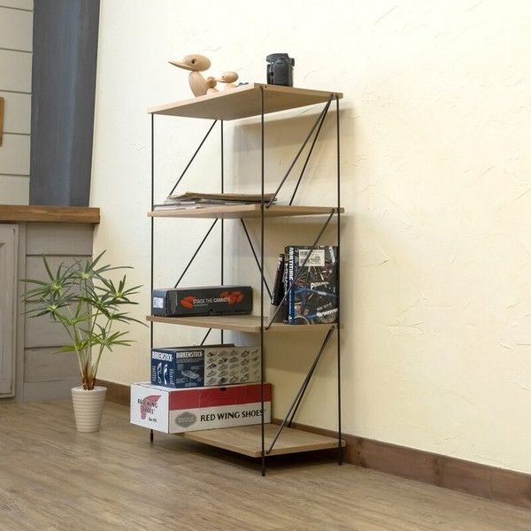 4段ラック オープンシェルフ 木目調 ヴィンテージテイスト