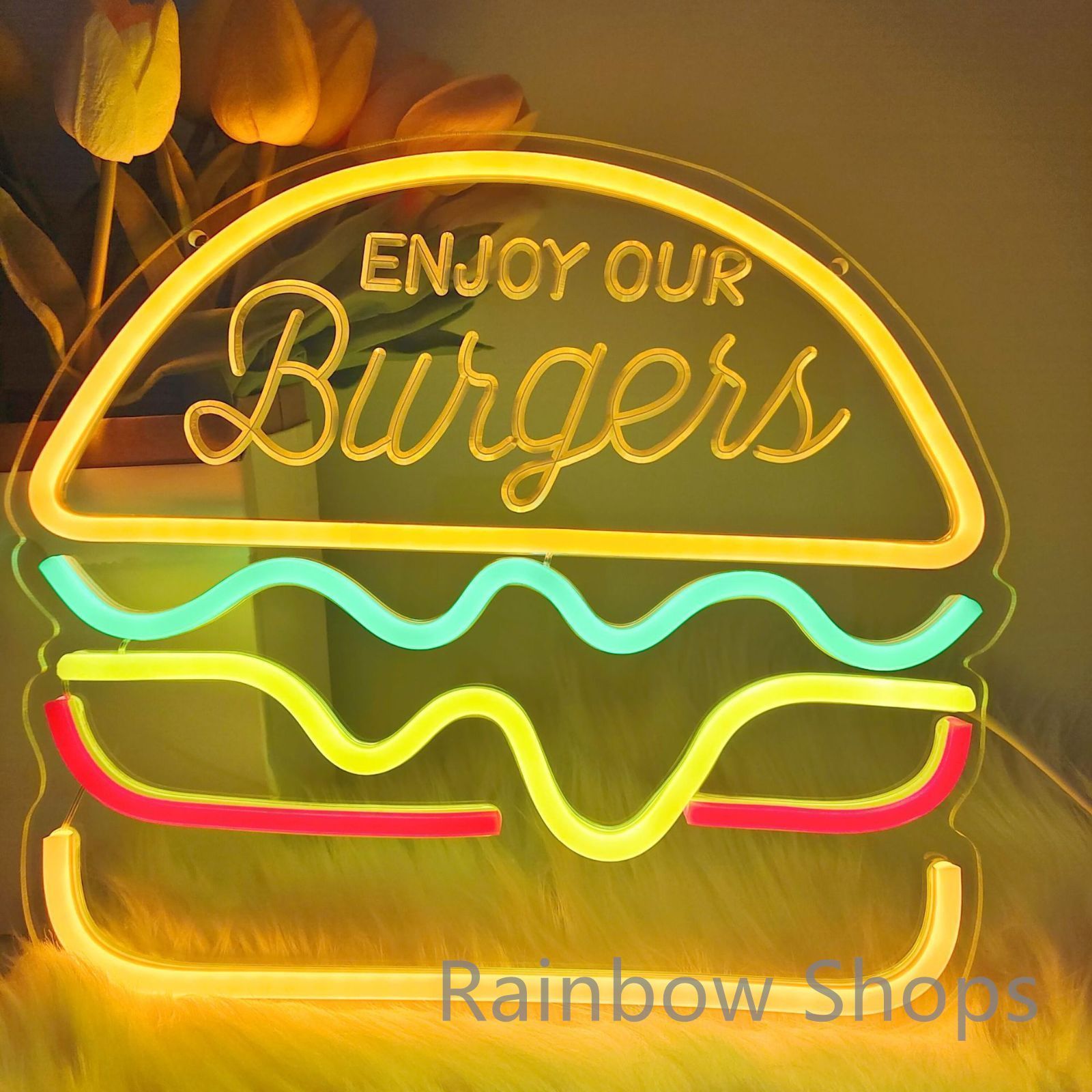 新品未使用】ネオンサイン☆壁掛け☆ネオンイト burger