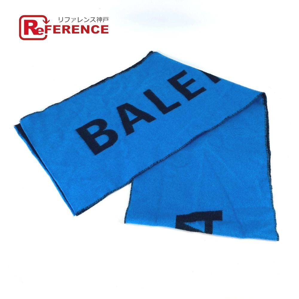 バレンシアガ BALENCIAGA ロゴ バイカラー マフラー ウール 素早  