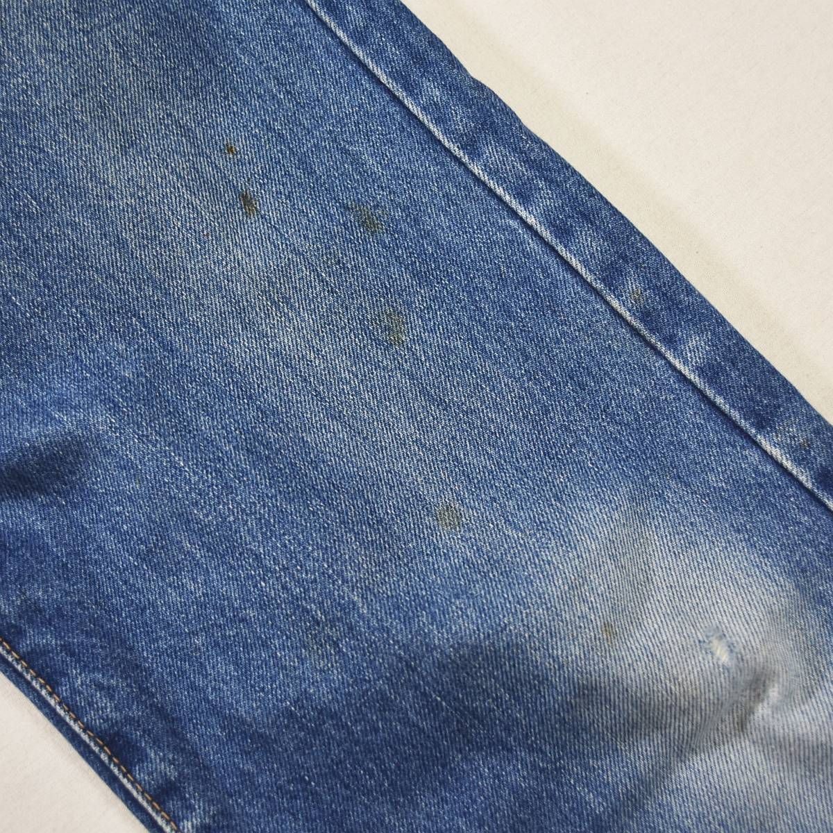 BIG JOHN ビンテージ　インディゴブルーデニムジーンズ　古着 ☆\u002780s☆ BIG-JOHN インディゴブルーデニム ペインターパンツ W86