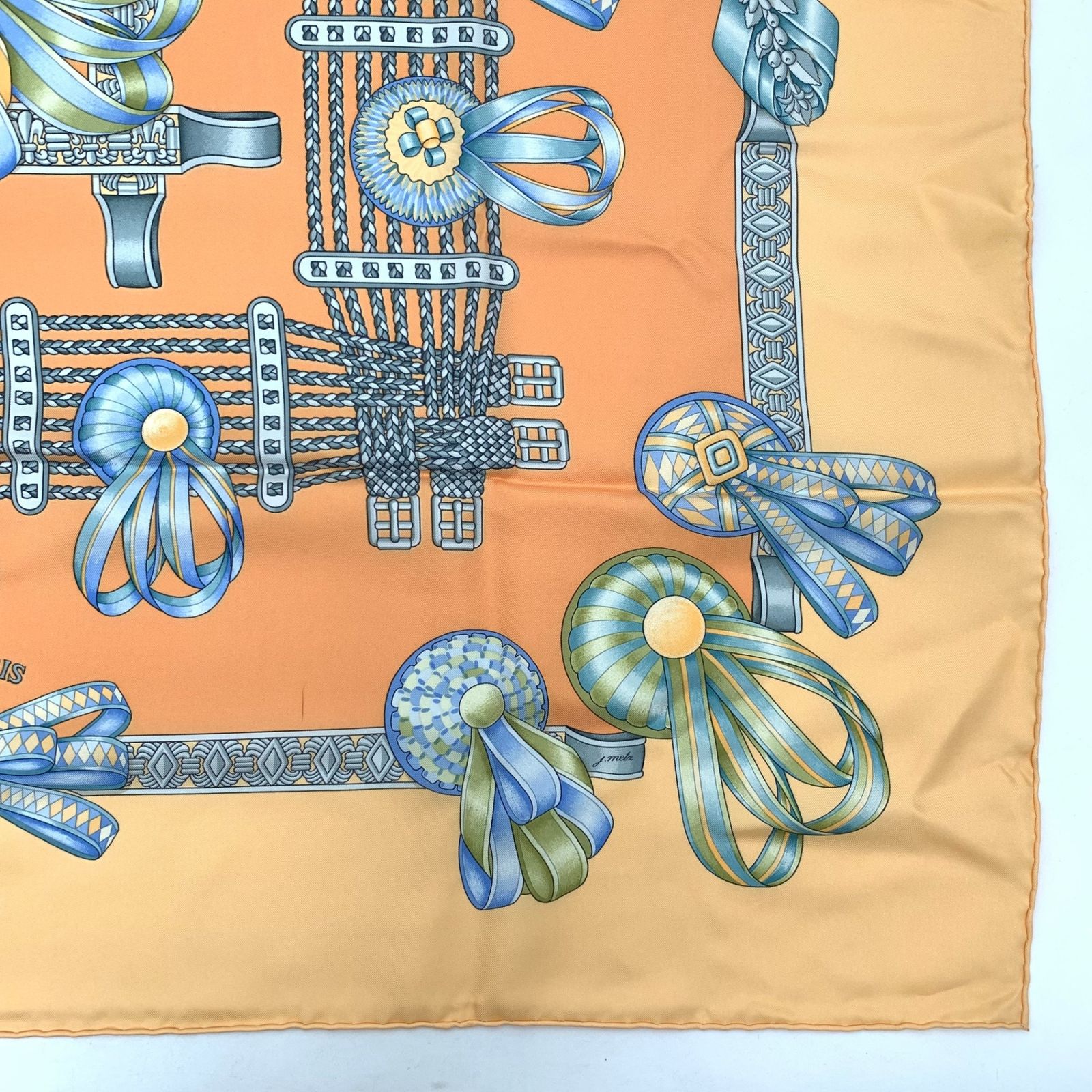 HERMES 水色 カレ90「LES BECANES」 スカーフ　美品‼ HERMES エルメス スカーフ レディース シルク カレ90 大判
