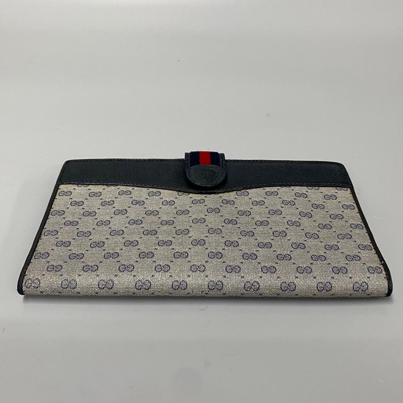 美品◆ GUCCI 二つ折り財布 シェリーライン GG PVC レザー グッチ GG オールドグッチ シェリーライン 二つ折り長財布 PVC