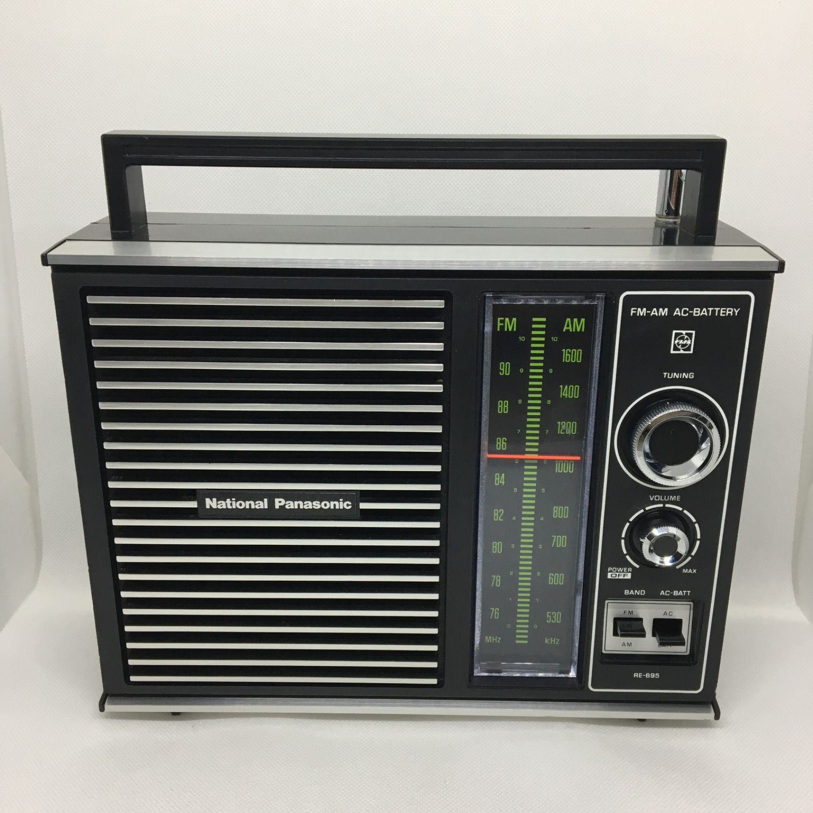 ナショナルパナソニック　ラジオ　レトロ　インテリア 動作品】美品 National Panasonic RE-695 AM/FM 2バンド 卓上型ホーム