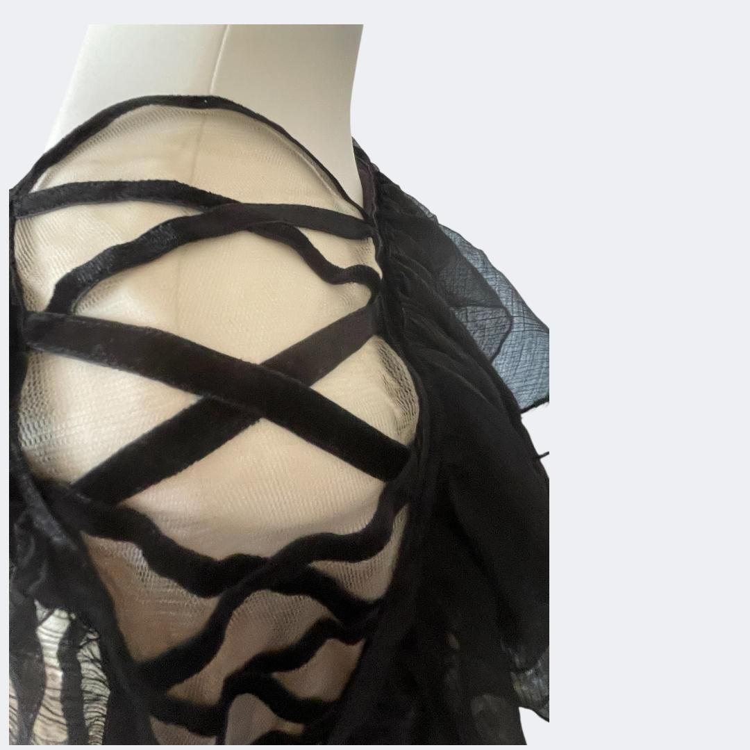 新品◇TADASHI SHOJI タダシショージ 上品ブラック総レースクロス