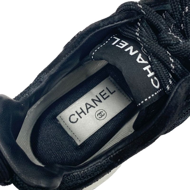 シャネル CHANEL スニーカー 靴 シューズ ココマーク ロゴ メッシュ スエード ブラック 黒 - メルカリ