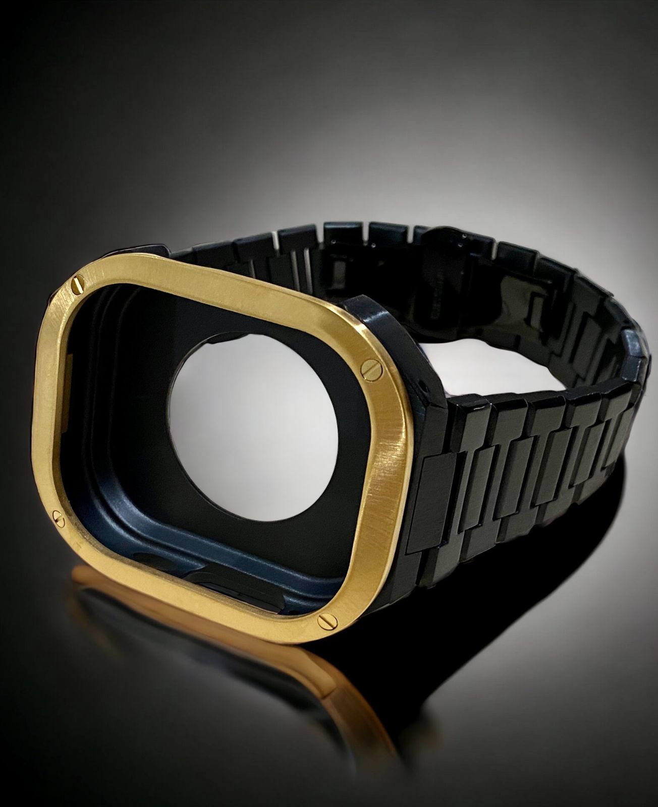 ブラック 49mm apple watch ultra アップルウォッチ ラバーバンドも取り付け メタルカバーセット ウルトラ 49ミリ用 カスタム ステンレスベルト ステンレスバンド キラキラ