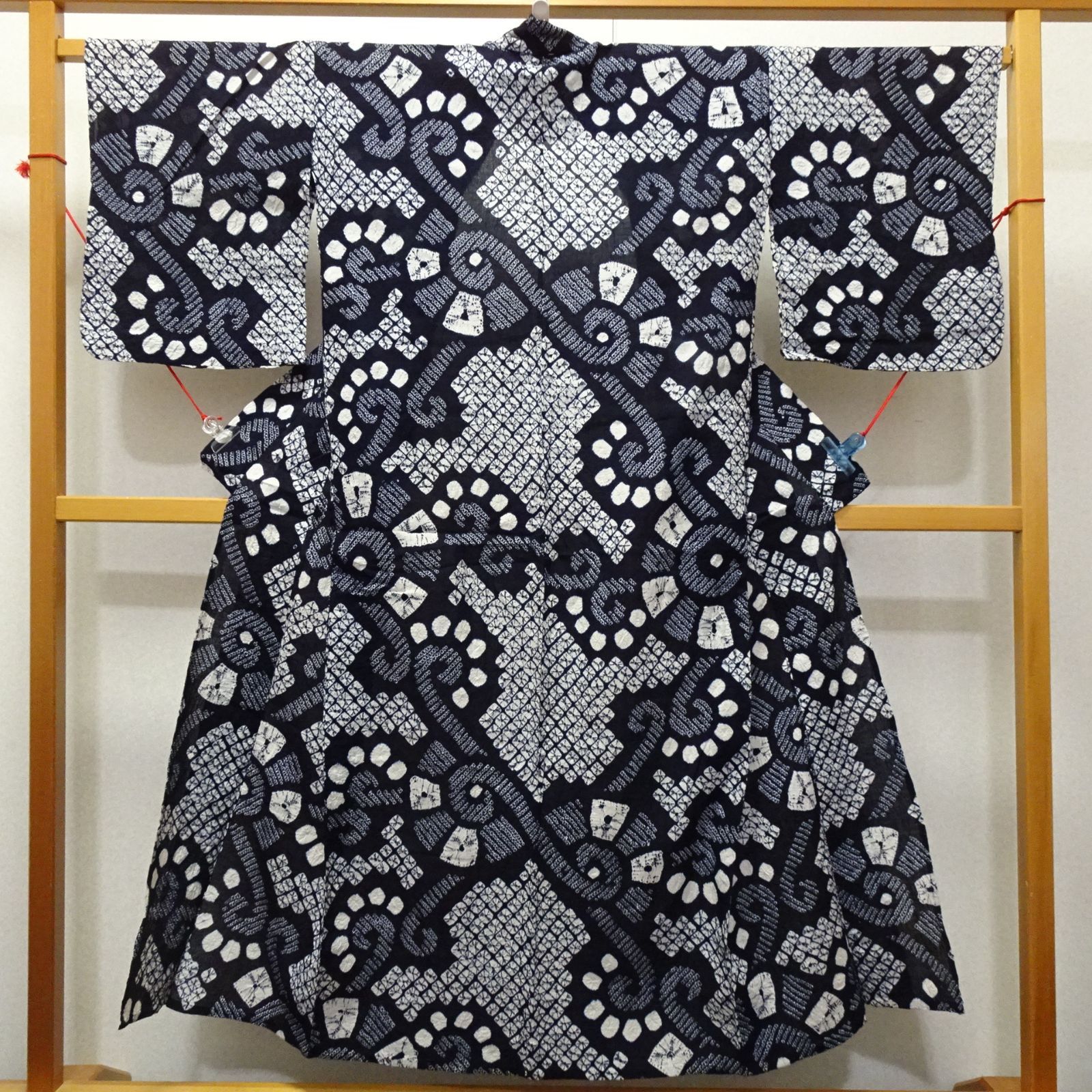 綿 浴衣 有松鳴海絞 綿着物 花柄 232179