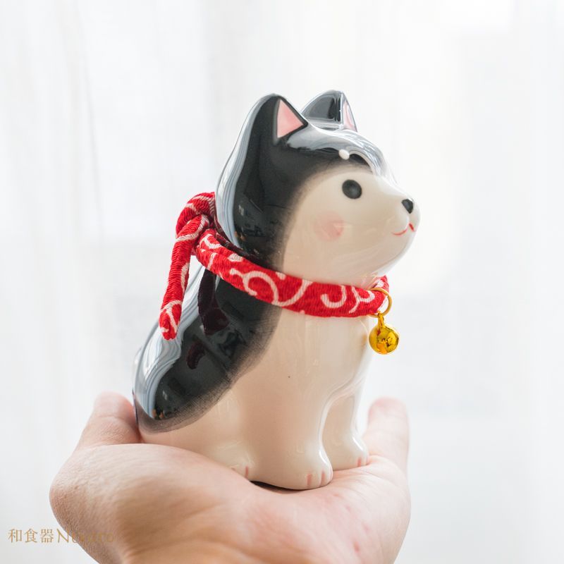 薬師窯 柴犬 置物 陶器/ わんこ日和お座り柴犬(小) /可愛い 商売繁盛