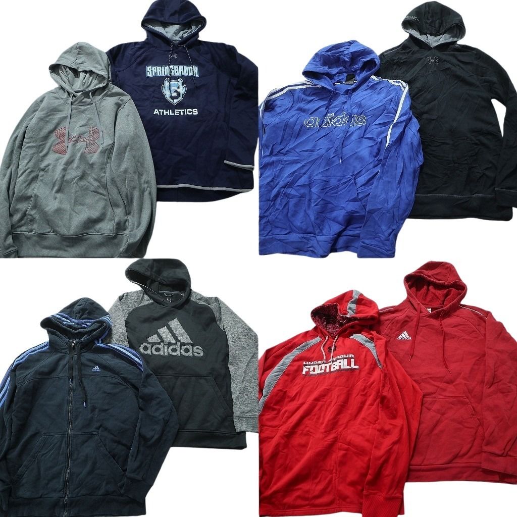 古着卸 まとめ売り スポーツブランドMIX スウェット 8枚セット (メンズ M /L ) アディダス アンダーアーマーフルジップパーカー  MW3500