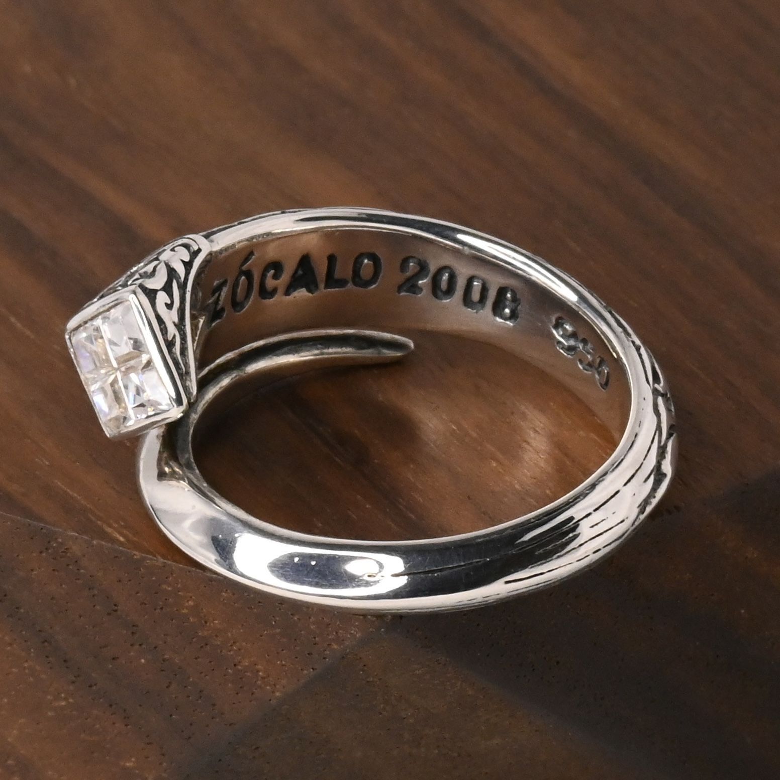 研磨済】ZOCALO Ivy Spiral Ring Square : White CZ 17号 シルバー925