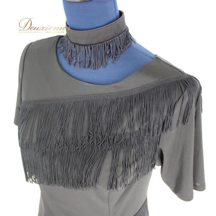 社交ダンス 衣装 ラテン ドレス ワンピース レッスンウェア レディース オールシーズン Friend 黒 フリンジ ブラック系 半袖 チョーカー フリンジドレス ラテンダンス ウエスト39cm 総丈93cm ポリエステル 日本製 黒色 フォーマル WWW_OLIVIERBERNSTEIN_COM