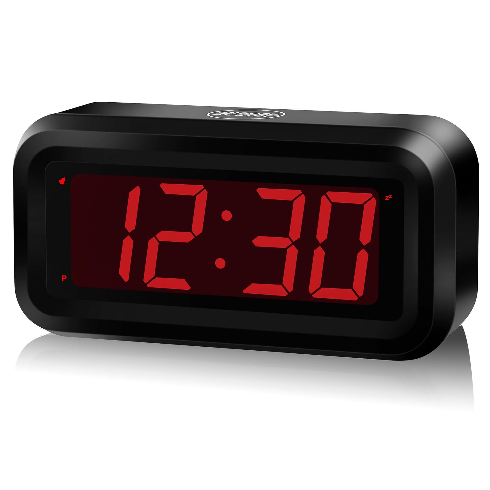 クワンワンデジタル目覚まし時計バッテリーは大きなLED時間表示で動く (ブラック) [ブラック]