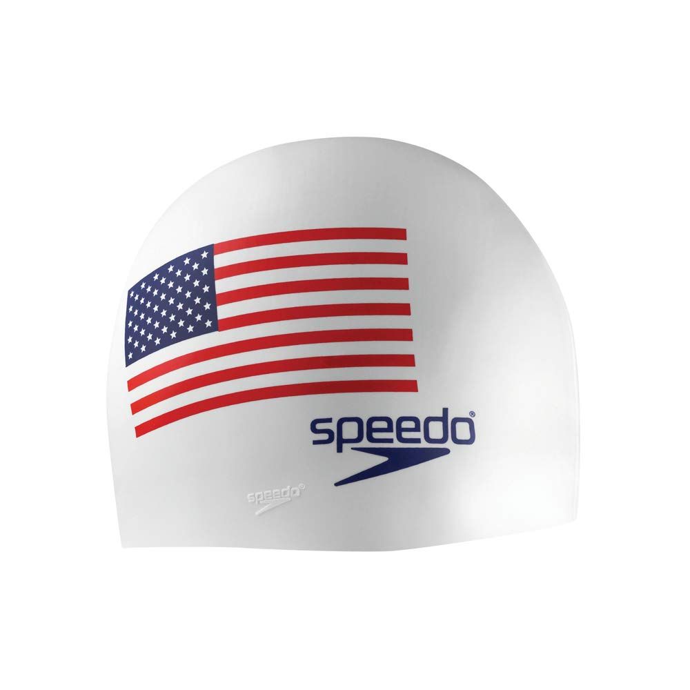Speedo スイム・キャップ シリコーン製 フラッグ ホワイト 