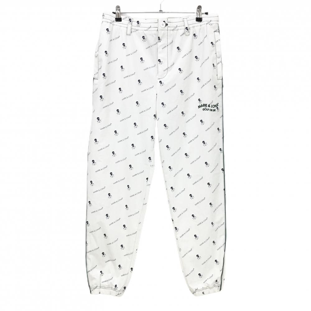 新品未使用MARK&LONA ダウンパンツ 黒とオレンジのマーブル模様48