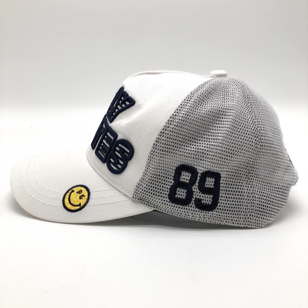 パーリーゲイツ キャップ 白×ネイビー ニコちゃん スマイル FR ゴルフ