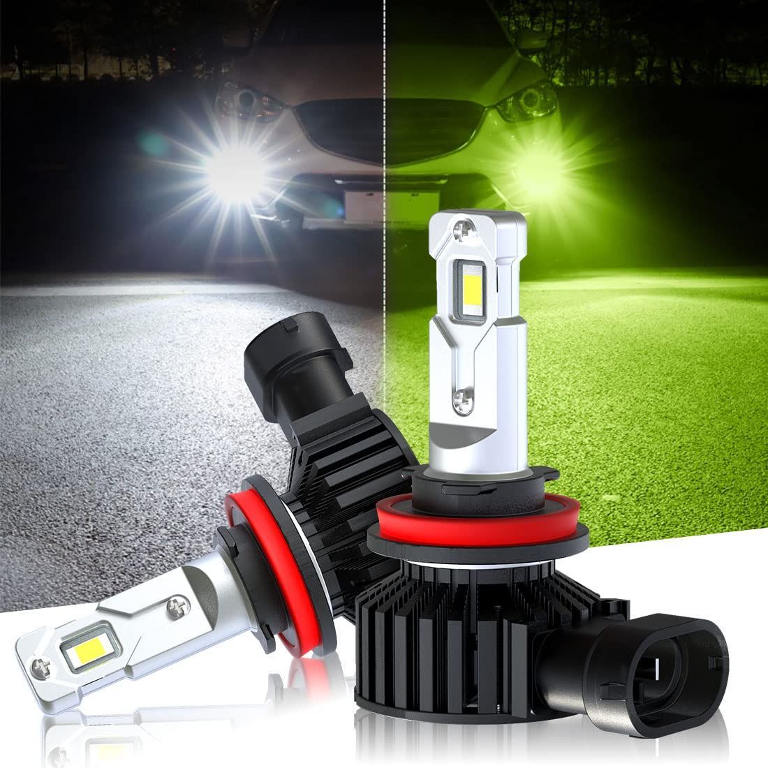 h8 led フォグ 2色切り替え h11 led フォグランプ 2色切替 h16 led フォグランプ 2色 爆光 ホワイト/ライムグリーン 爆光 レモングリーン ライムイエロー DC12V カラーチェンジ 車用LEDバルブ 2個セッ