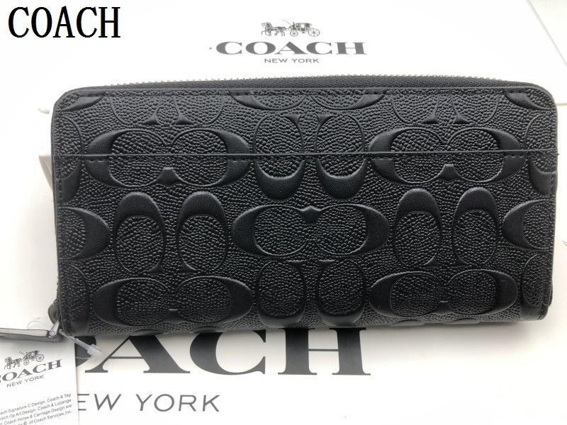 コーチ 財布 COACH 長財布 シグネチャー アコーディオンラウンドジップウォレット ブラック メンズ 財布 贈り物 211C 新品 未使用  xj0001