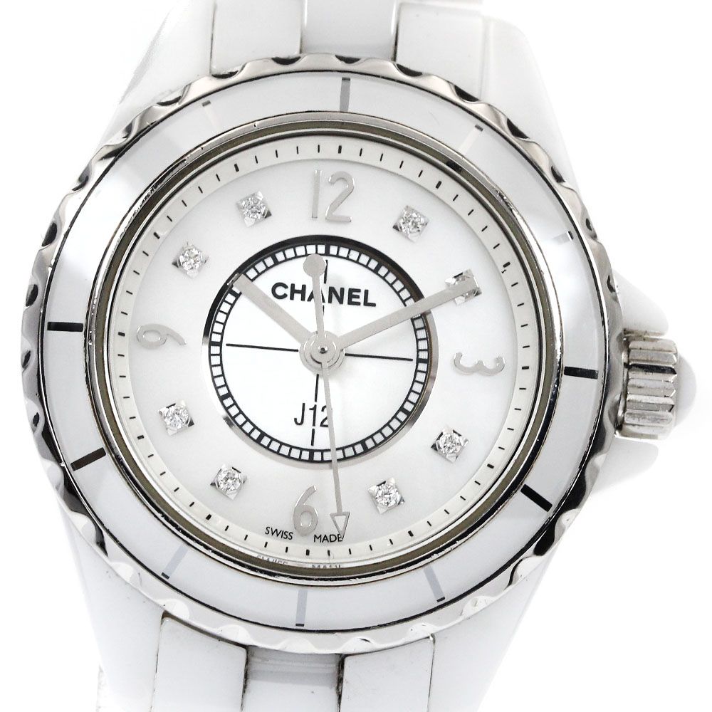 シャネル CHANEL H2570 J12 ホワイトセラミック 8Pダイヤ クォーツ レディース_888584