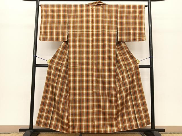 平和屋着物○上質な紬 格子柄 正絹 逸品 BAAT0803yc - メルカリ 